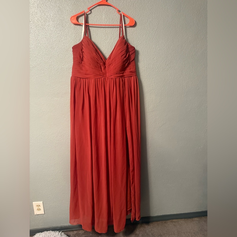 Azazie Alia A-Line Chiffon Terracotta Dress